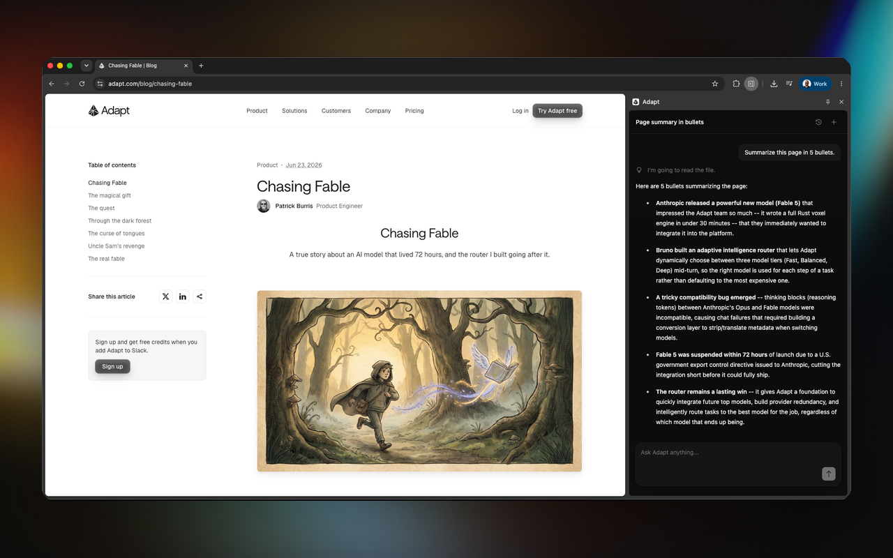 Adapt extension open in the Chrome side panel alongside a web page